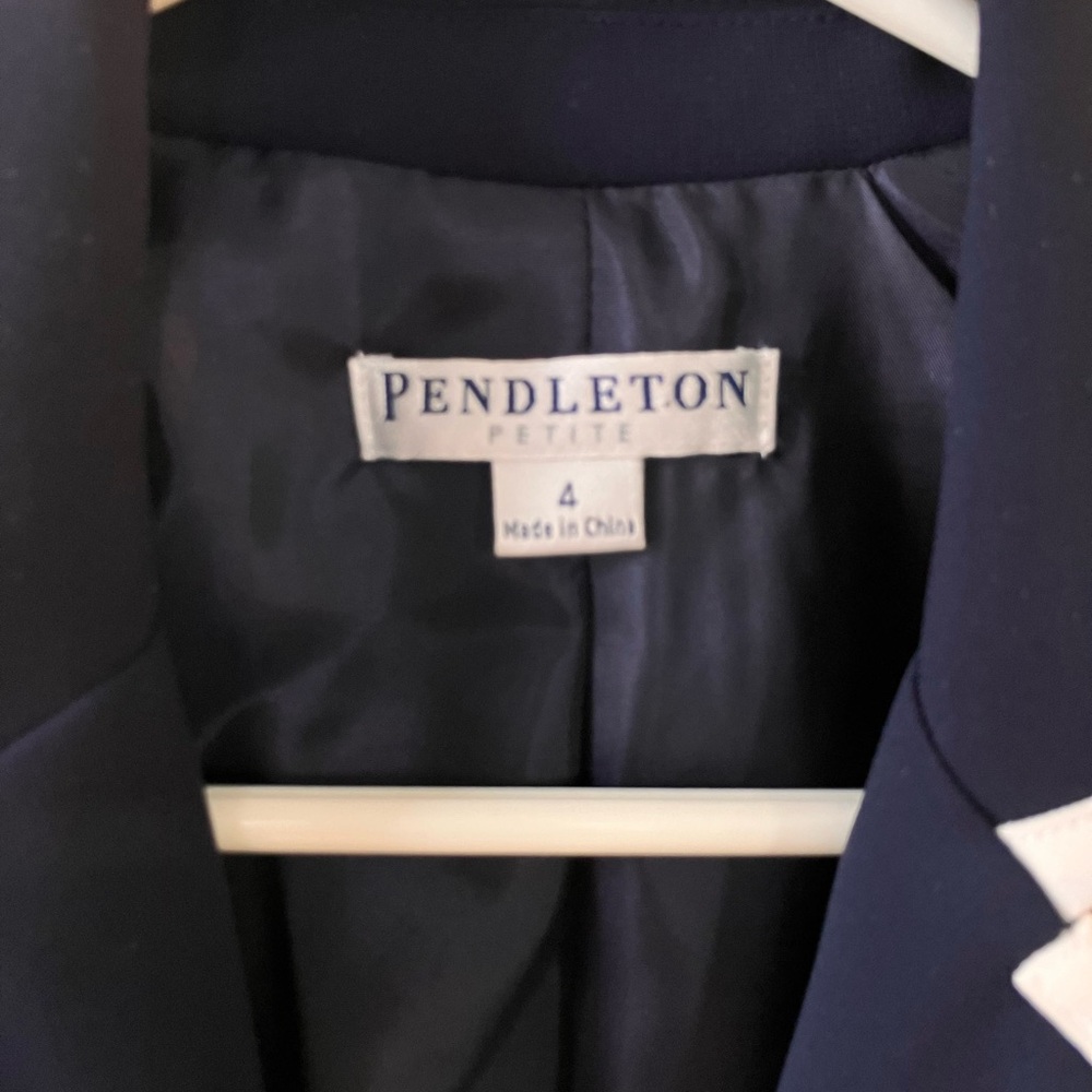 Pendleton Navy 2 Button Blazer with White Trim si… - image 6